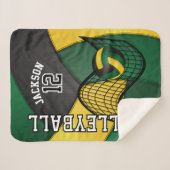 Volleybal in donkergroen, zwart en goud sherpa deken (Voorkant (horizontaal))