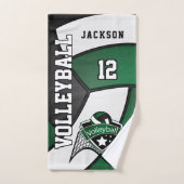 Volleybal in donkergroen, zwart en wit bad handdoek (Handdoek)