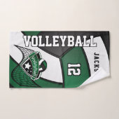 Volleybal in donkergroen, zwart en wit handdoek (Handdoek)