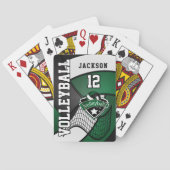 Volleybal in donkergroen, zwart en wit pokerkaarten (Achterkant)