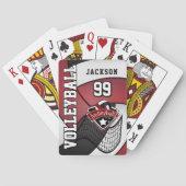 Volleybal in donkerrood, zwart en wit pokerkaarten (Achterkant)