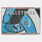 Volleybal 🏐 in een babyblauw, wit en zwart deken (Voorkant)