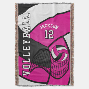 Volleybal 🏐 in een Hot Pink, White en Black Deken