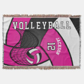 Volleybal 🏐 in een Hot Pink, White en Black Deken (Voorkant)