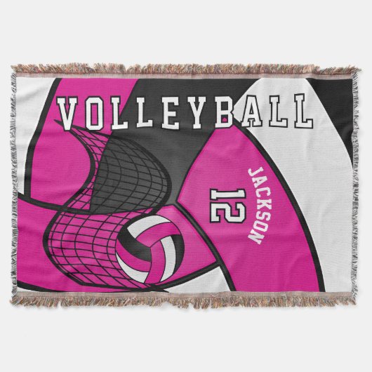 Volleybal 🏐 in een Hot Pink, White en Black Deken (Voorkant)