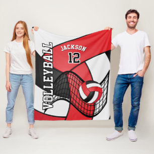 Volleybal 🏐 in een rood, wit en zwart fleece deken