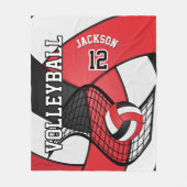Volleybal 🏐 in een rood, wit en zwart fleece deken (Voorkant)