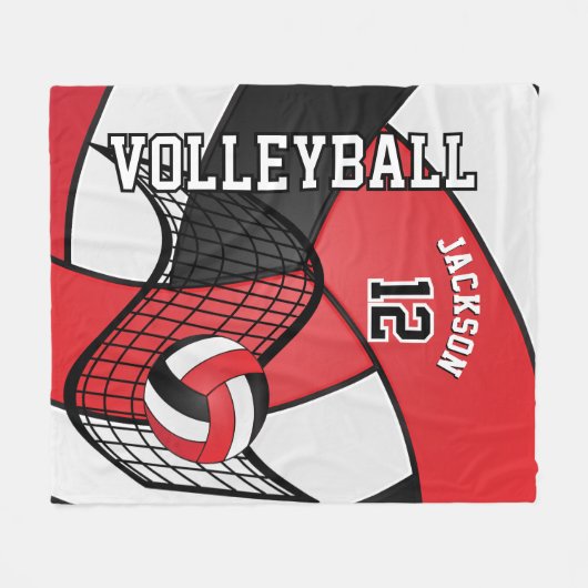 Volleybal 🏐 in een rood, wit en zwart fleece deken (Voorkant (Horizontaal))