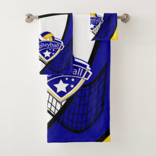 Volleybal in geel, blauw en wit bad handdoek
