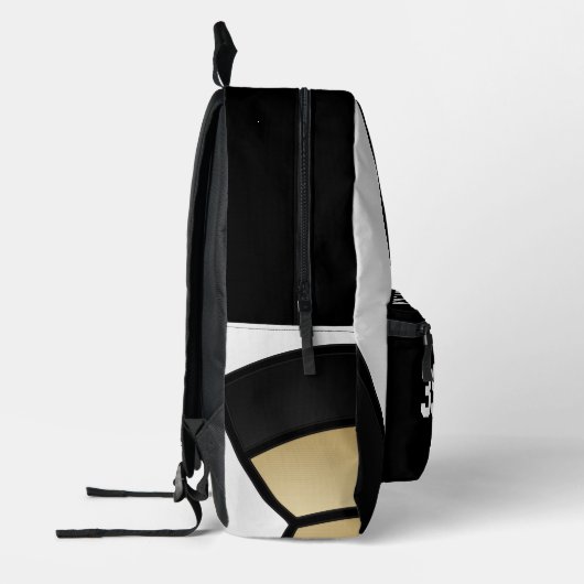 Volleybal in goud, wit en zwart bedrukte rugzak (Links)