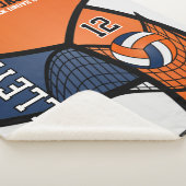 Volleybal 🏐 in Navy Blue, Oranje en wit Sherpa Deken (3/4)