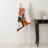 Volleybal 🏐 in Navy Blue, Oranje en wit Sherpa Deken (In situ)