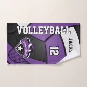 Volleybal in Paars, zwart en wit Handdoek (Handdoek)