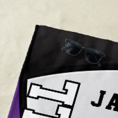 Volleybal in Paars, zwart en wit Strandlaken (In situ)