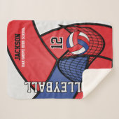 Volleybal 🏐 in rood, wit en blauw sherpa deken (Voorkant (horizontaal))