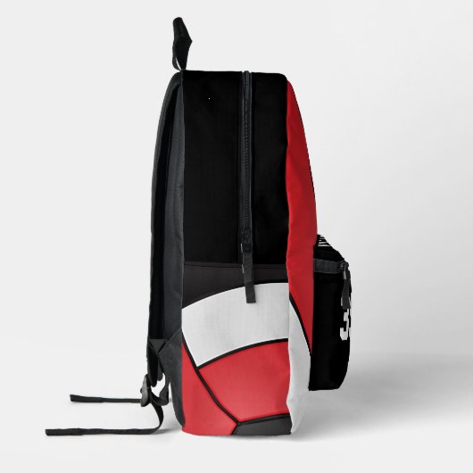 Volleybal in rood, wit en zwart bedrukte rugzak (Links)