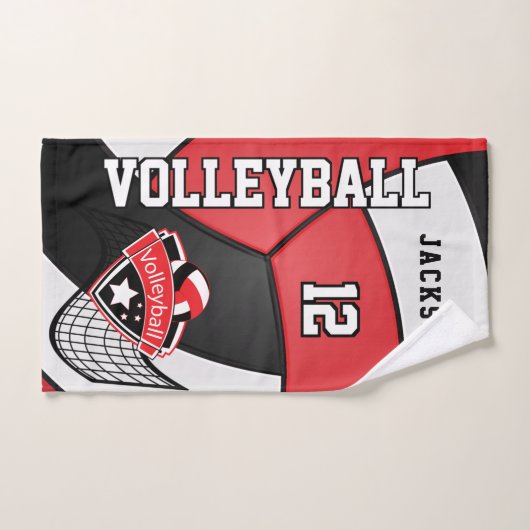 Volleybal in rood, zwart en wit handdoek (Handdoek)