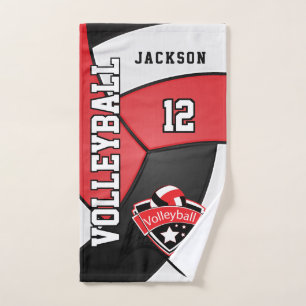 Volleybal in rood, zwart en wit handdoek