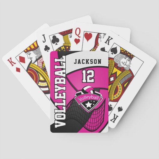 Volleybal in roze, zwart en wit pokerkaarten (Achterkant)