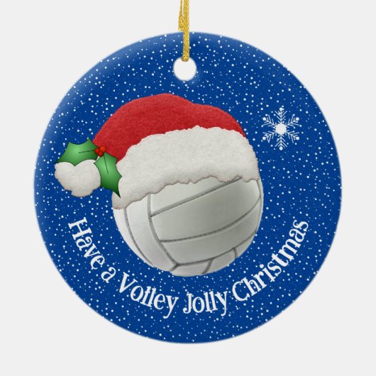 Volleybal in Santa Hat Design Ornament (Achterkant)