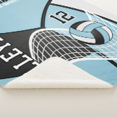 Volleybal 🏐 in zwart, babyblauw en wit sherpa deken (3/4)