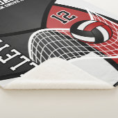 Volleybal 🏐 in zwart, donkerrood en wit sherpa deken (3/4)