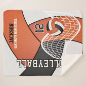 Volleybal 🏐 in zwart, Oranje en wit Sherpa Deken (Voorkant (horizontaal))
