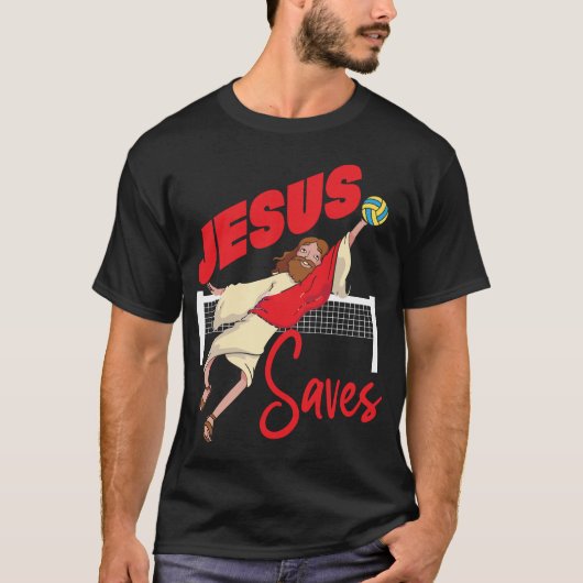 Volleybal Jesus redt Jesus Christelijk T-shirt (Voorkant)