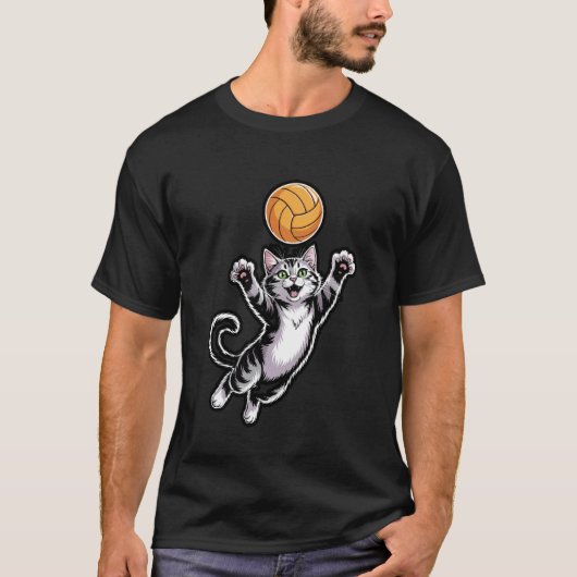 Volleybal Kat Spike T-Shirt (Voorkant)