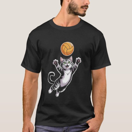 Volleybal Kat Spike T-shirt 1 (Voorkant)