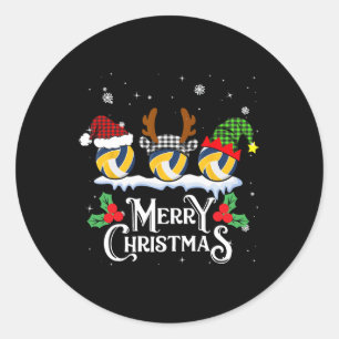 Volleybal Kerst Buffalo Plaid Pyjama Xmas Ronde Sticker