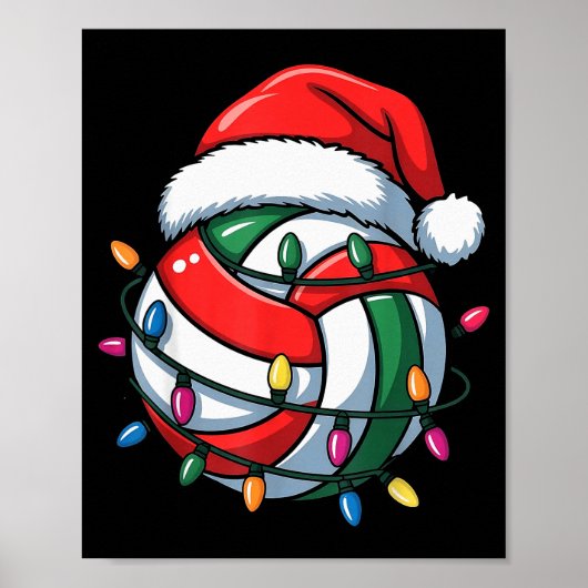Volleybal Kerst Santa Hoed Volleybal Srt Mannen Poster (Voorkant)