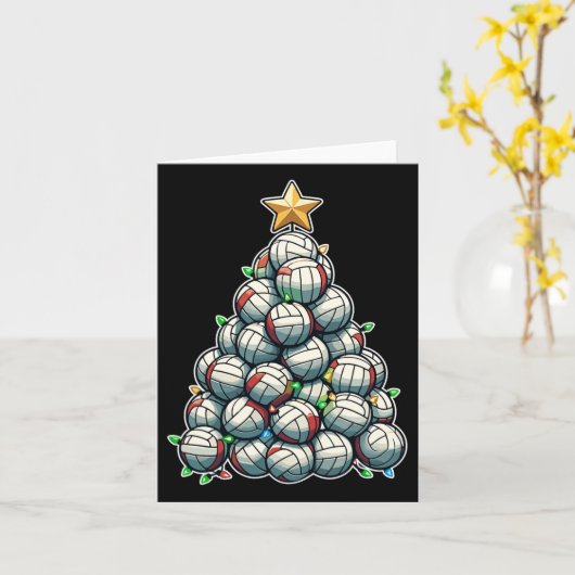 Volleybal Kerstboom Grappige Kerstspeler Kaart (Gele Bloem)