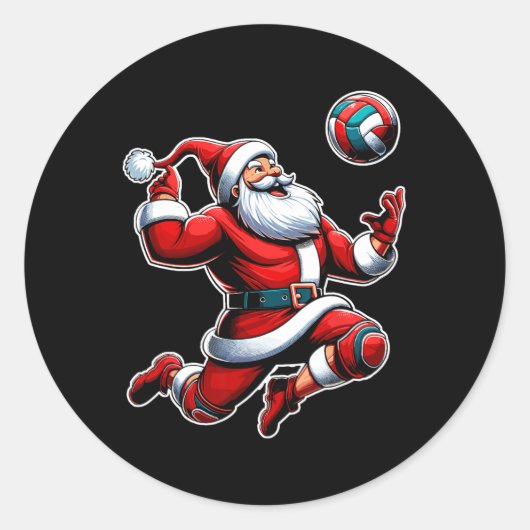 Volleybal Kerstboom Grappige Kerstspeler Ronde Sticker (Voorkant)