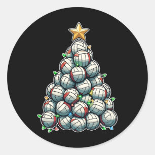 Volleybal Kerstboom Grappige Kerstspeler Ronde Sticker