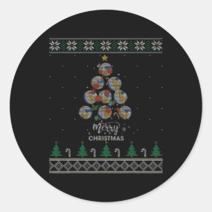 Volleybal Kerstboom Kerstcadeau voor volleybal Ronde Sticker
