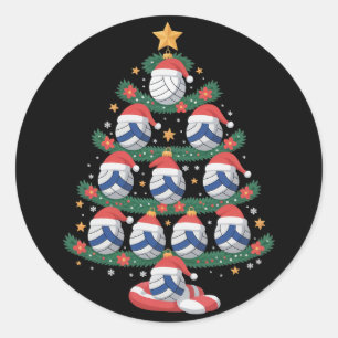 Volleybal Kerstboom Lichtjes Sportspeler  Ronde Sticker