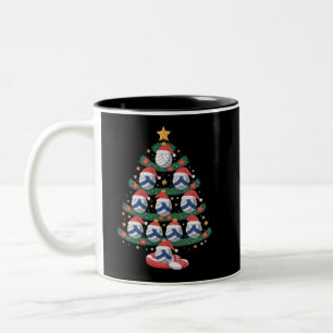 Volleybal Kerstboom Lichtjes Sportspeler Tweekleurige Koffiemok