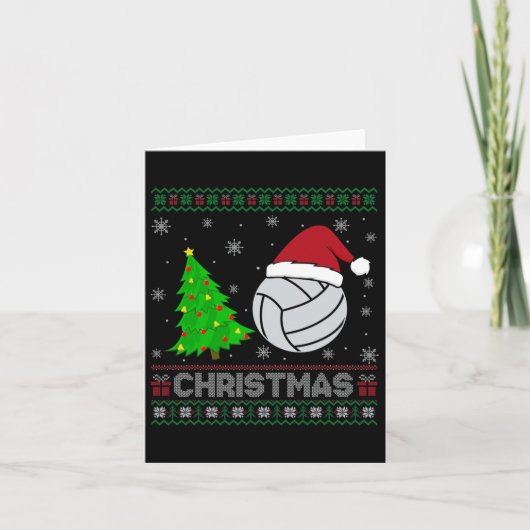 Volleybal kerstboom Lighting Ugly Christmas Sweat Kaart (Voorkant)