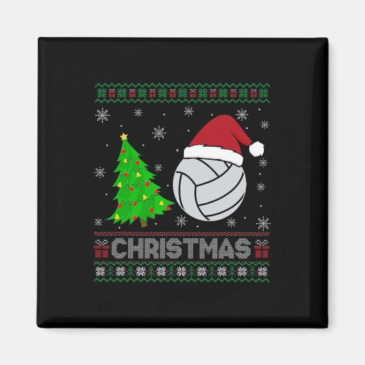 Volleybal kerstboom Lighting Ugly Christmas Sweat Magneet (Voorkant)