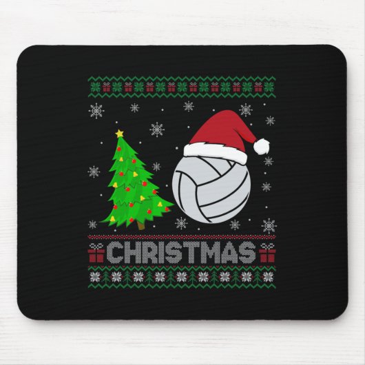 Volleybal kerstboom Lighting Ugly Christmas Sweat Muismat (Voorkant)