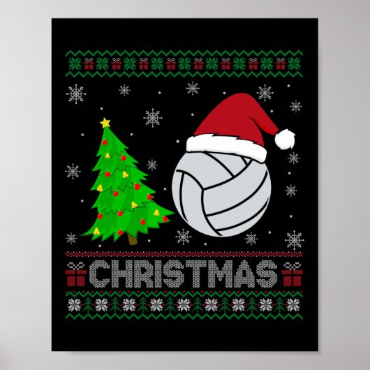 Volleybal kerstboom Lighting Ugly Christmas Sweat Poster (Voorkant)