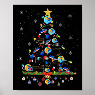 Volleybal Kerstboom Lights Funny Xmas Sports Poster