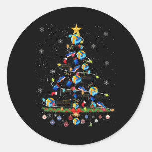 Volleybal Kerstboom Lights Funny Xmas Sports Ronde Sticker