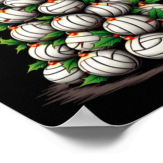 Volleybal Kerstboom Vakantie Poster (Hoek)