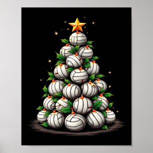 Volleybal Kerstboom Vakantie Poster