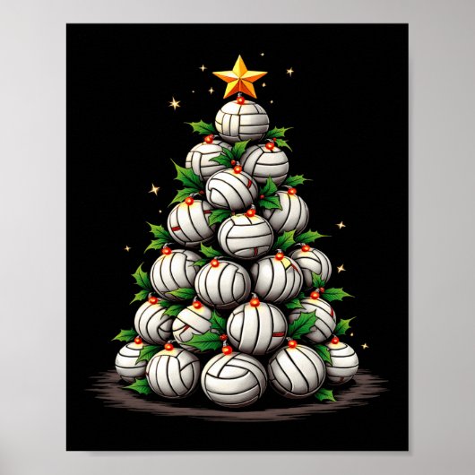Volleybal Kerstboom Vakantie Poster (Voorkant)
