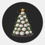 Volleybal Kerstboom Vakantie Ronde Sticker (Voorkant)