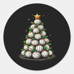 Volleybal Kerstboom Vakantie Ronde Sticker
