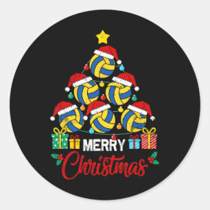 Volleybal Kerstboom Verlichting Volleybal Speler Ronde Sticker